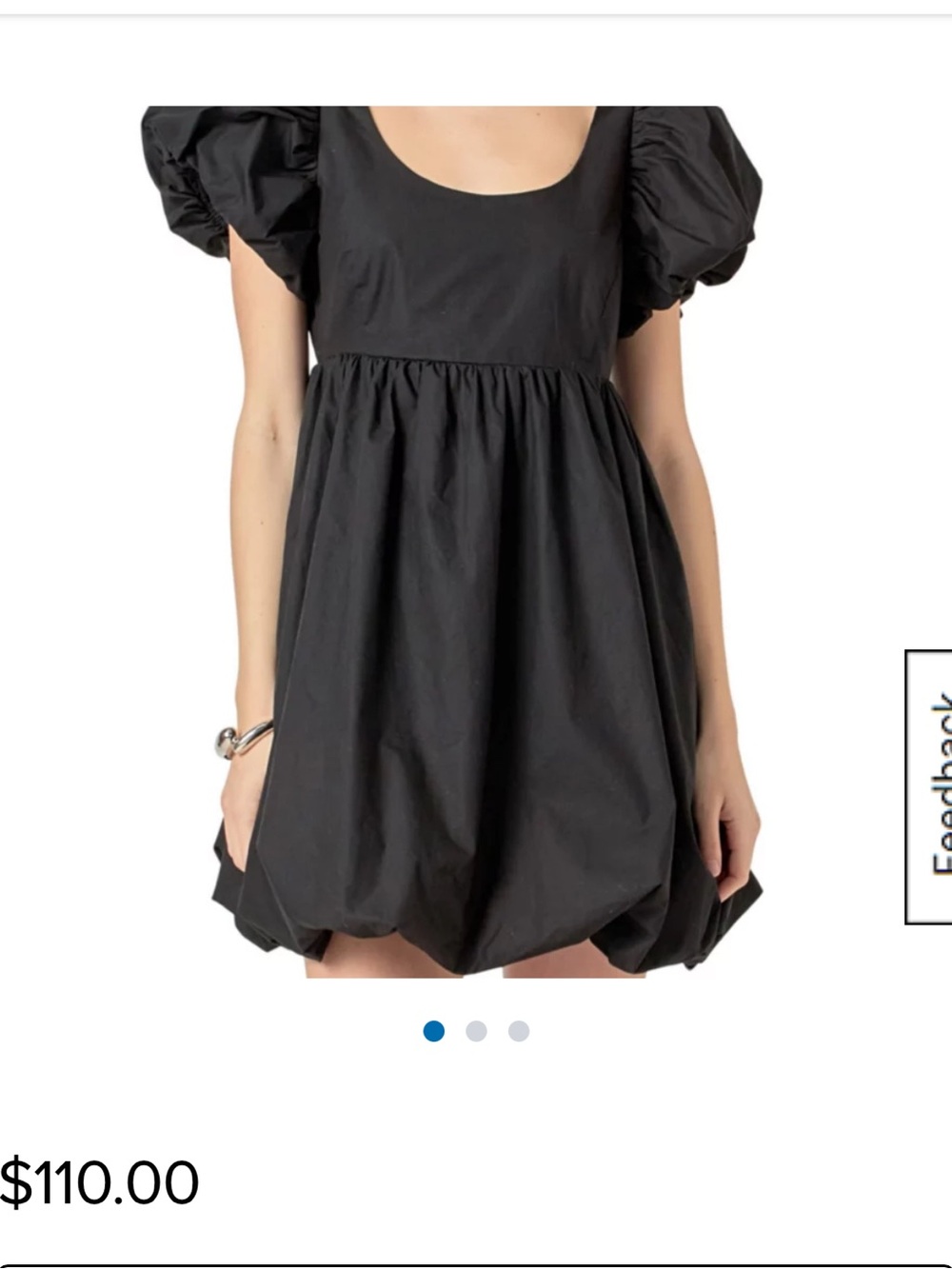 English Factory Black Puff-Sleeve Mini Dress